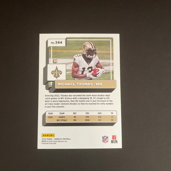 Michael Thomas: New Orleans Saints, Wide Receiver 2022 Panini Press Proof #244 - Picture 2 of 2